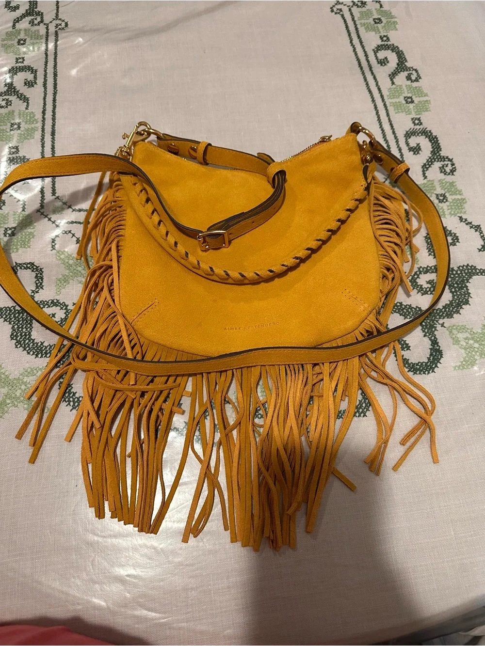 Aimee Kestenberg Kane Convertible shoulder Bag in Sunshine Fringe Suede Boho GUC